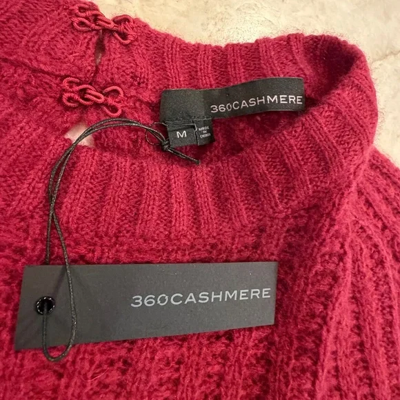 360 Cashmere Wool Blend Sweater Open Back Women's M Red - Picture 5 of 9